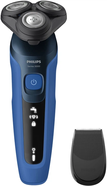 Электробритва Philips Series 5000 S5466/17 (аккум., роторная, сухое/влажное, 3 бритвен.головки) синия купить по самой низкой цене