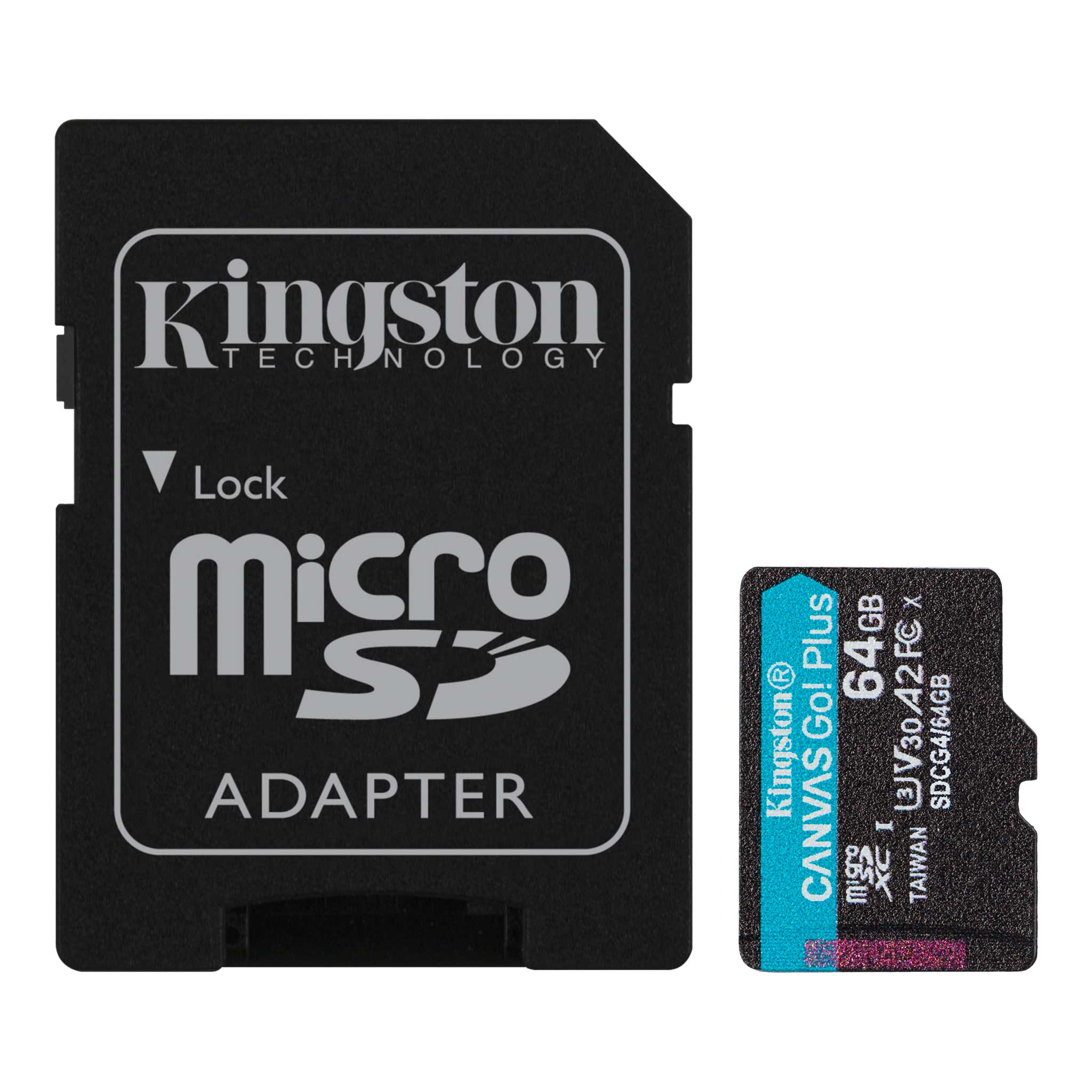 microSDXC FLASH CARD 64Gb Kingston Canvas Go! Plus (SDCG4/64GB) + адаптер, UHS-I, U3, V30, A2, Class 10 купить по самой низкой цене