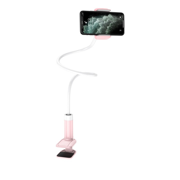 Держатель настольный (прищепка) для телефона Hoco PH23 Balu для 4.5-6.5" (Pink white), гибкая длинная ножка купить по самой низкой цене