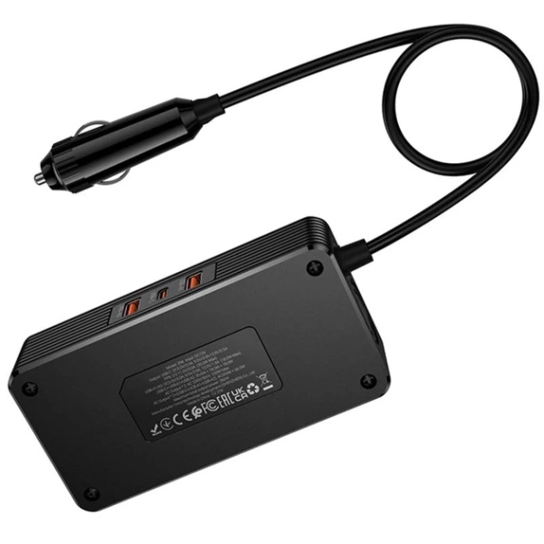 АЗУ инвертор Hoco Z66 New PD66W+QC3.0 (2USB-A/1C/2xSocket) (0.5m) (Black) купить по самой низкой цене