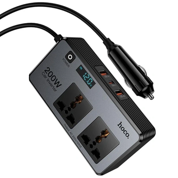 АЗУ инвертор Hoco Z66 New PD66W+QC3.0 (2USB-A/1C/2xSocket) (0.5m) (Black) купить по самой низкой цене