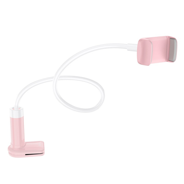 Держатель настольный (прищепка) для телефона Hoco PH23 Balu для 4.5-6.5" (Pink white), гибкая длинная ножка купить по самой низкой цене