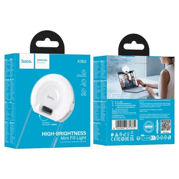 Лампа портативная лампа для селфи Hoco K160 Round 400 mAh (White) купить по самой низкой цене