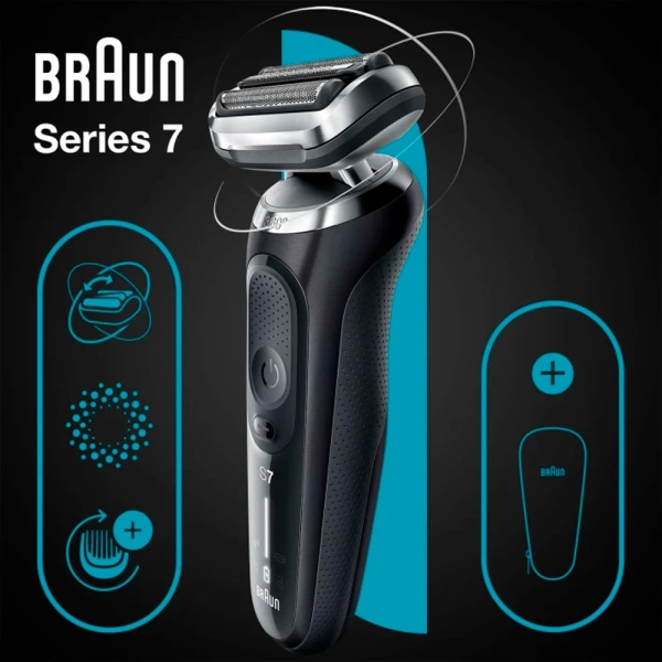 Электробритва Braun Series 7 71-N1000S (аккум., сеточная, сухое/влажное, 3 бритвен.головки) чёрн. купить по самой низкой цене