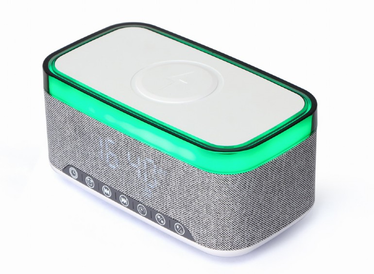 Будильник Gembird (DAC-SPKBT-QC15-GR) BT, FM, TF, USB, AUX, Alarm, Timing, Wireless charging, RGB Lights купить по самой низкой цене
