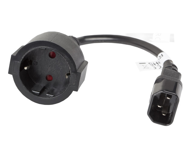 Адаптер (переходник) LANBERG (CA-C14E-10CC-0018-BK) IEC 320 C14->SCHUKO(F) 20cm, для UPS, BLACK купить по самой низкой цене