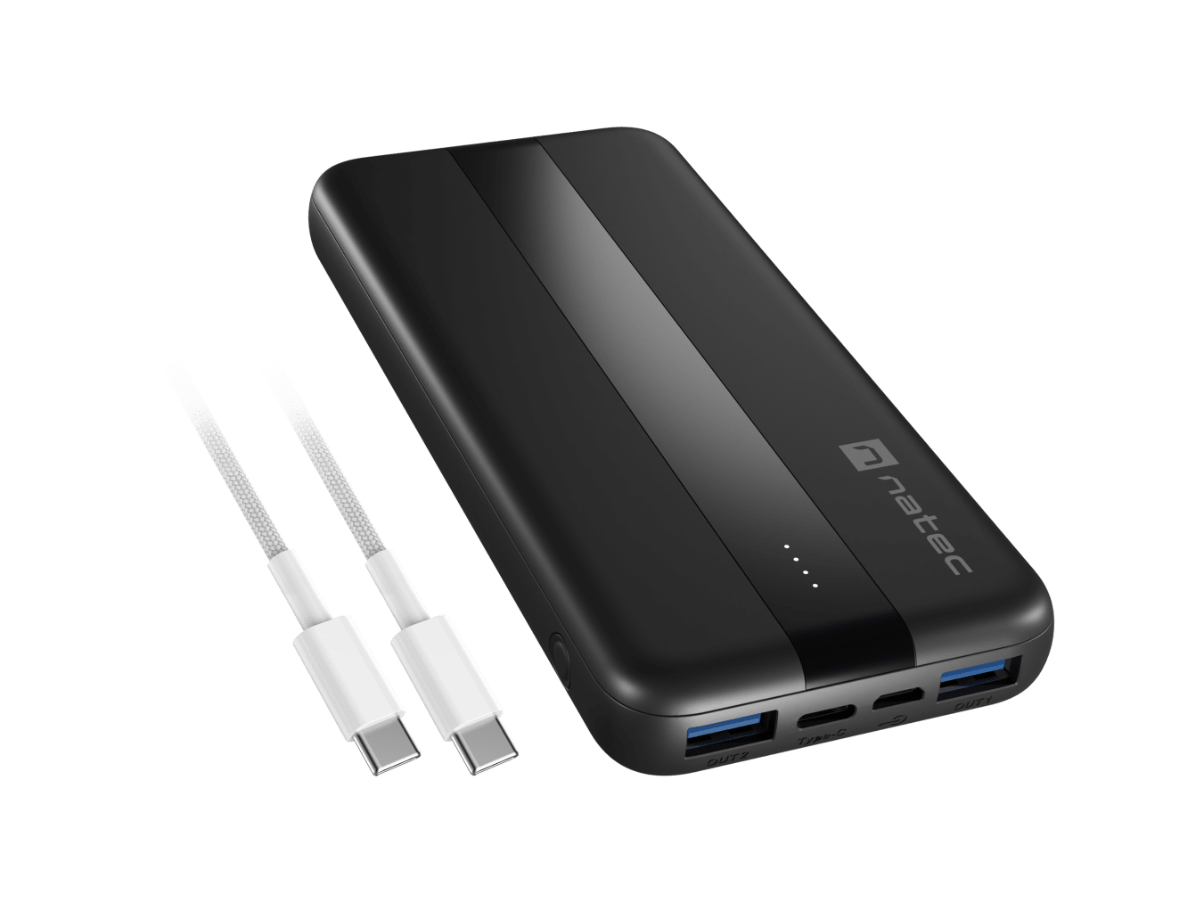 Power Bank NATEC TREVI SLIM Q V2 (NPB-2294) Black,Li-Po, 10000мАч, max 20W, MicroUSB,USB-A,USB-C,QC/PD,+кабель купить по самой низкой цене