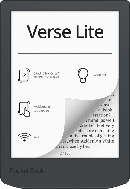 Электронная книга PocketBook 619 Verse Lite (PB619-T-WW) 6'/8Gb/ELnk 1024*758, WiFi/USB-C, GREY, 1000mAh купить по самой низкой цене