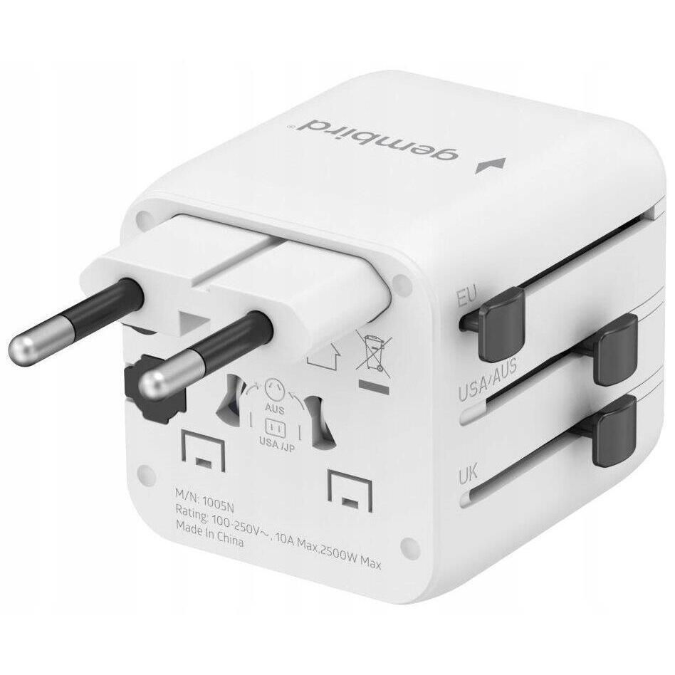 Адаптер (переходник) Gembird TPA-INT-01-W 10A , 100-250 V, Plug Type: US/UK/EU/AU купить по самой низкой цене