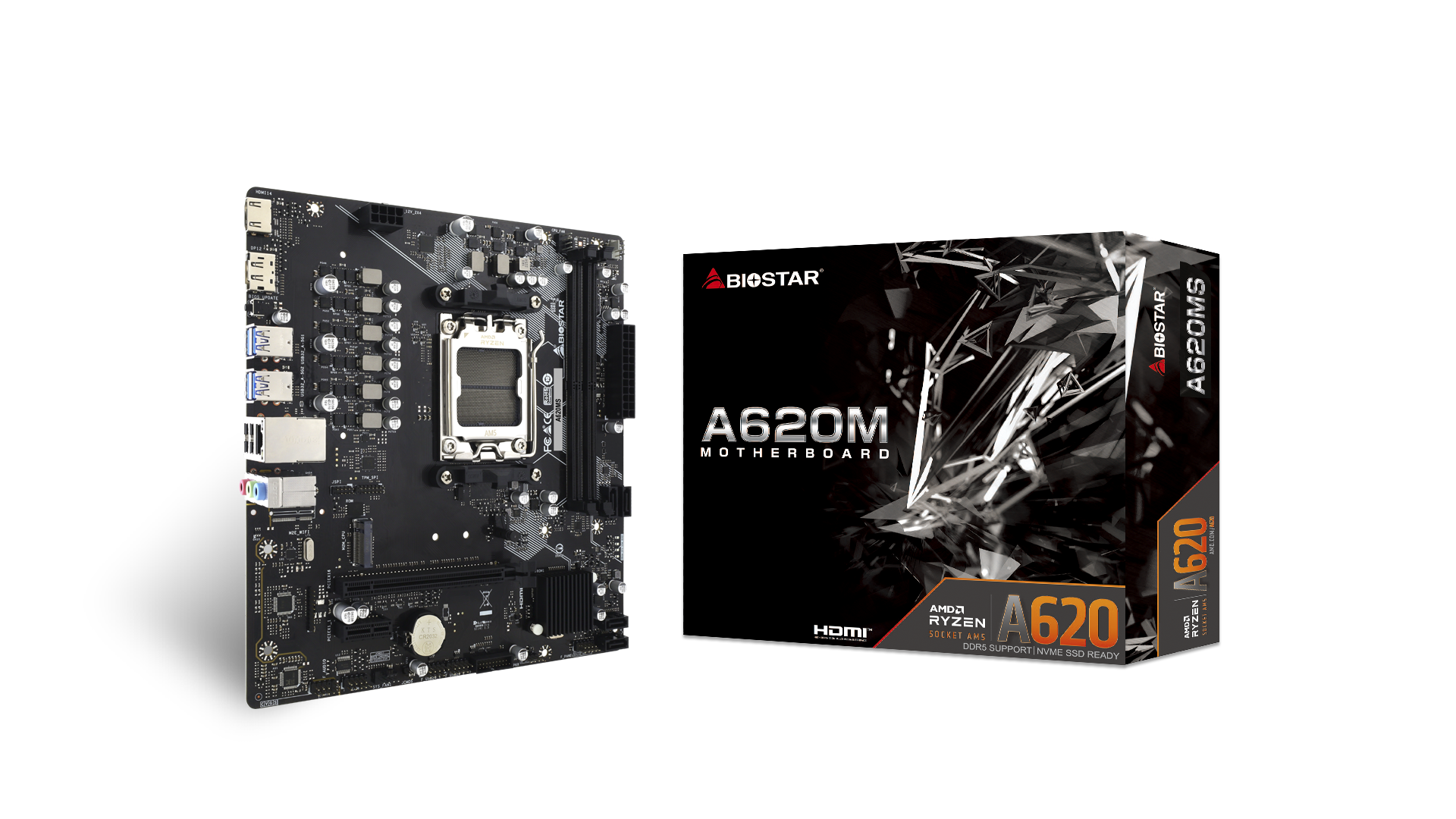 M/B S-AM5: BIOSTAR  A620MS (2*DDR5 6000+МГц, 1*PCIEx16+1*PCIEx1, DP/HDMI, M.2, GLan) купить по самой низкой цене