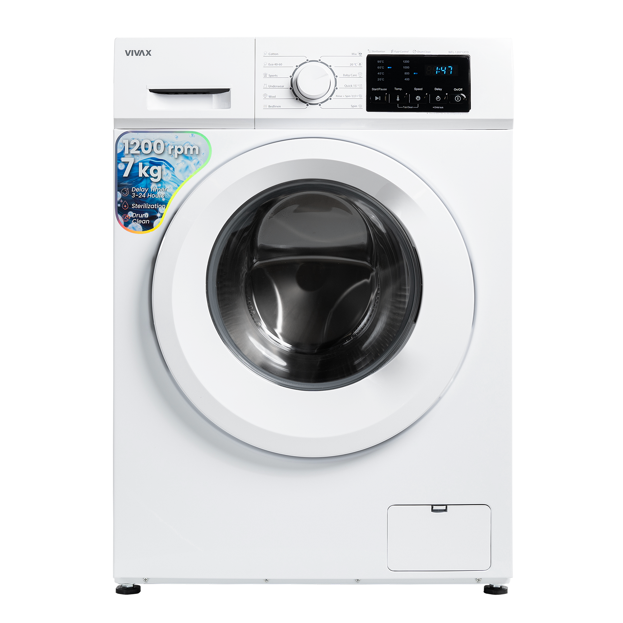 Стиральная машина VIVAX WFL-120712CD (7кг, 1200об/м, фронталь.загр.) white   1325960 купить по самой низкой цене