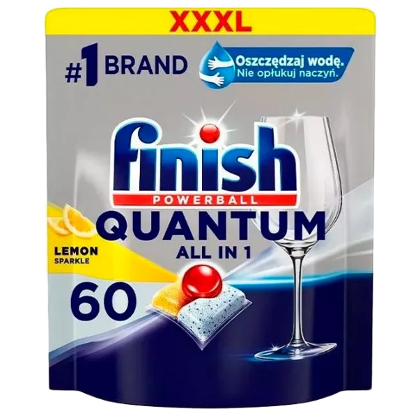 Таблетки для мытья посуды в посудомоечных машинах FINISH A60 QUANTUM AIO LEMON / 4898     (60шт/уп) купить по самой низкой цене