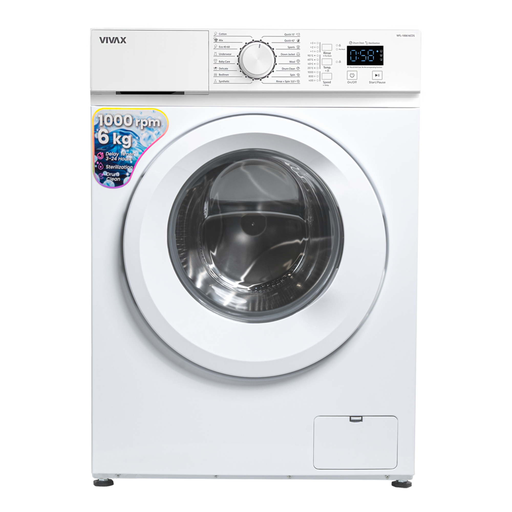 Стиральная машина VIVAX WFL-100616CDS (6кг, 1000об/м, фронталь.загр)  0001325962 купить по самой низкой цене