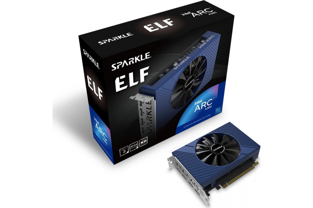 Видеокарта PCI-E 4.0 6Gb GDDR6 SPARKLE Intel Arc A380 6GB ELF (SA380E-6G) 96b, 1*HDMI/2*miniDP купить по самой низкой цене