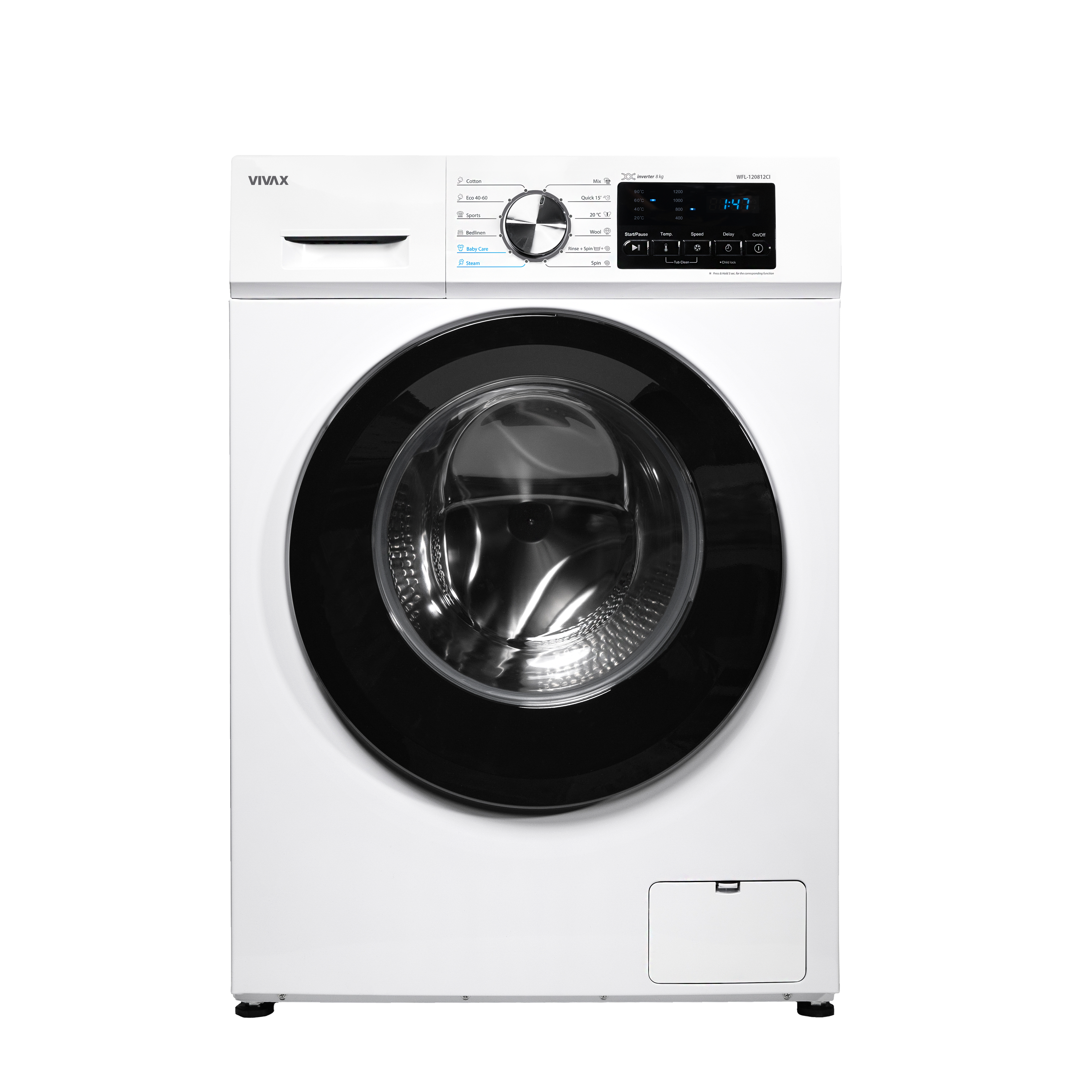 Стиральная машина VIVAX WFL-120812CI  (INVERTOR 8кг, 1200об/м, фронталь.загр.) white   0001399200 купить по самой низкой цене