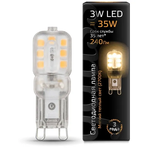 Лампа светодиодная GAUSS (107409103) 2700K, 3Вт, 240lm, G9 пластик, AC220-240V купить по самой низкой цене
