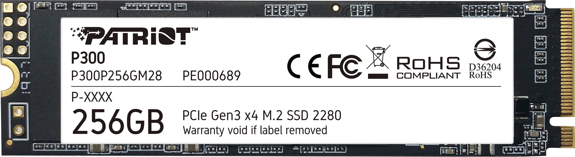 SSD 256Гб, M.2, 2280/PCI-E 3.0 4x, NVMe, Patriot P300 (P300P256GM28) NAND 3D TLC, R/W 1700/1100МБ/с купить по самой низкой цене