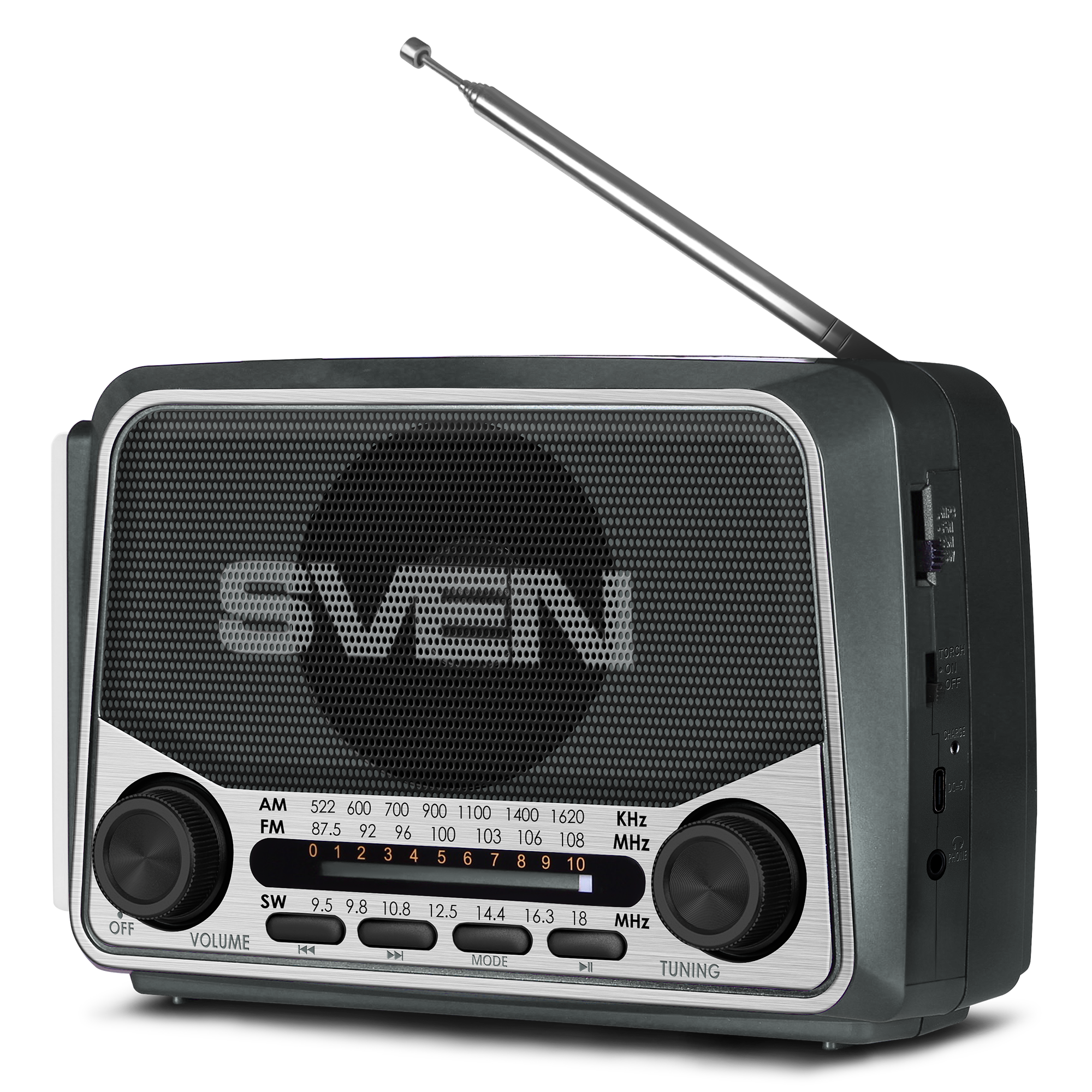 Радиоприемник SVEN SRP-150 GREY (FM/AM/SW, USB/mSD, Bluetooth, 3Вт, 150-20000Гц, аккум 1200mAh/USB-C DC 5V) купить по самой низкой цене