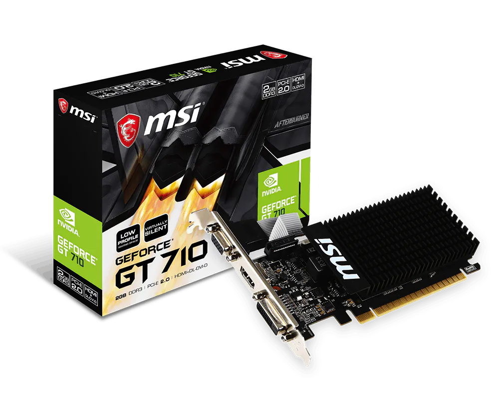Видеокарта PCI-E 2.0 2Gb DDR3 MSI GT 710 2GD3H LP (GT 710 2GD3H LP) 64b, HDMI/DVI-D, Low Profile купить по самой низкой цене
