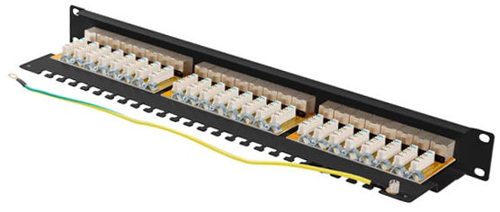 Patch Panel 19', 1U, 24port, CAT.6A, FTP, LANBERG (PPSA-1024-B) black с органайзером для проводов купить по самой низкой цене