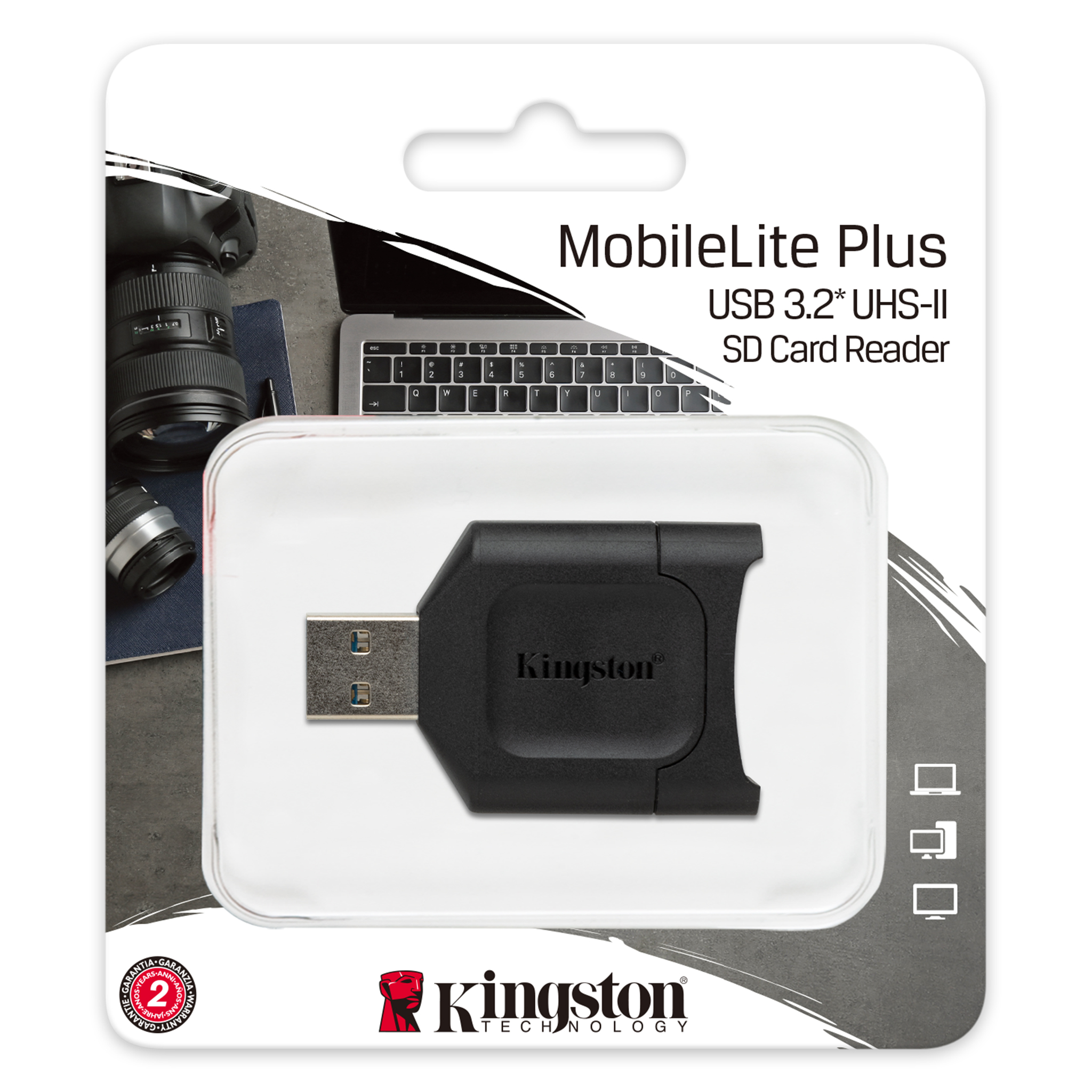 Картридер KINGSTON (MLP) MobileLite Plus внешний, USB-A, интерф. USB 3.2 Gen 1, UHS-II, Black купить по самой низкой цене