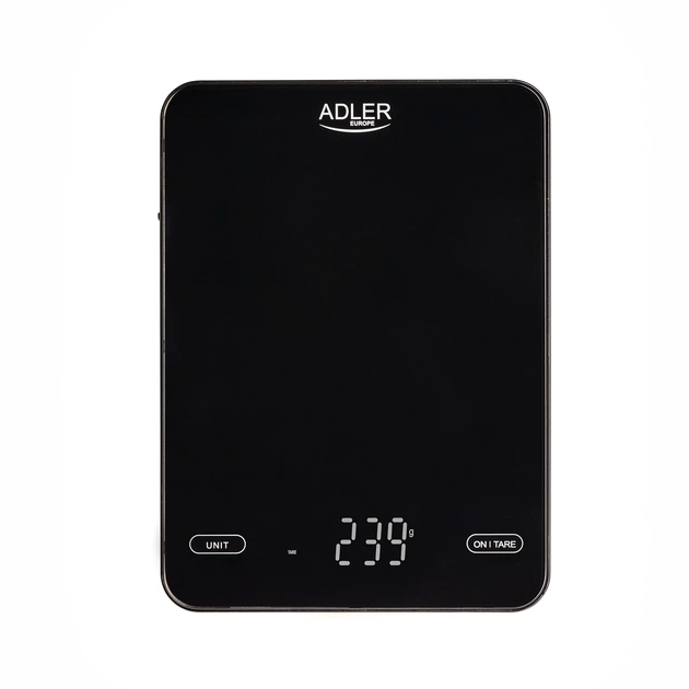 Весы кухонные Adler AD 3177b (электронные, стекло, 10кг/1гр, аккум, USB) чёрные купить по самой низкой цене