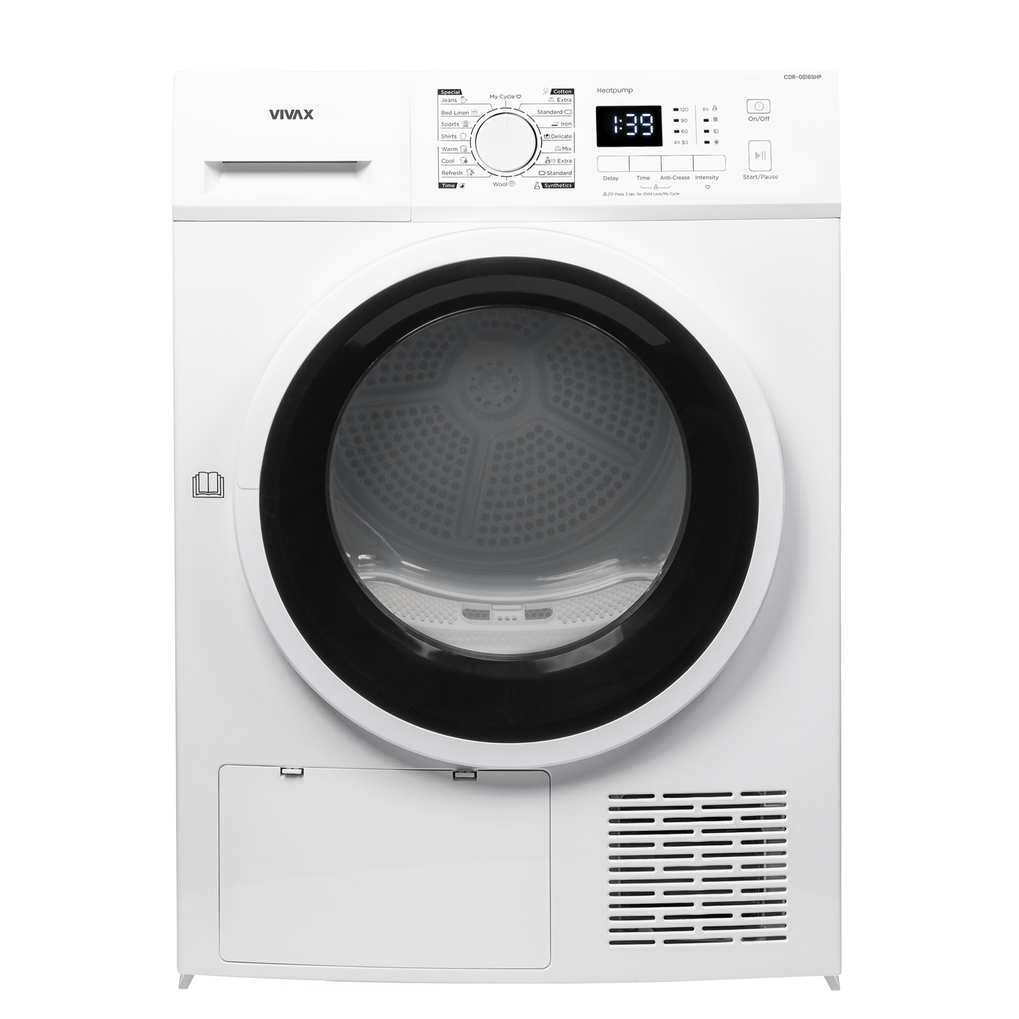 Сушильная машина VIVAX CDR-0816SHP (8кг,Тепловой насос, 16 прог.) white1362208 Уценка! купить по самой низкой цене