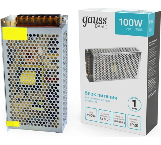 Блок питания Gauss Basic 12V 100W IP20 (BT505) купить по самой низкой цене