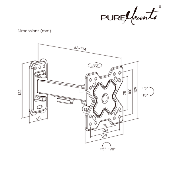 Крепление для LCD настен. ( FM13-100) VESA 100x100/75х75, макс. 20кг, 13'-32' купить по самой низкой цене