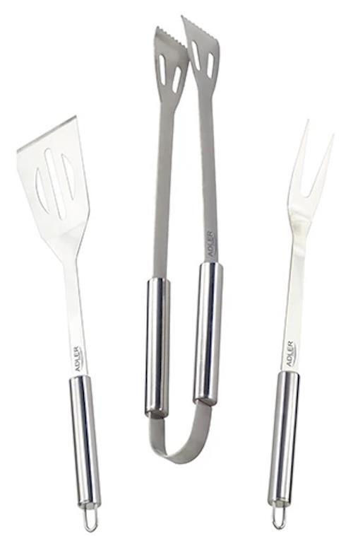 Набор для барбекю Adler (AD-6730) 3пр. Лопатка/Вилка для мяса/Щипцы, нержавеющая сталь, кейс купить по самой низкой цене