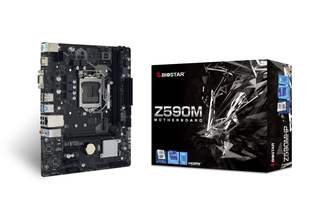 M/B LGA1200: BIOSTAR Z590MHP (2*DDR4 4000МГц, 1*PCIEx16+2*PCIx1, M.2, 1*HDMI/1*D-Sub, RAID, GLan) купить по самой низкой цене