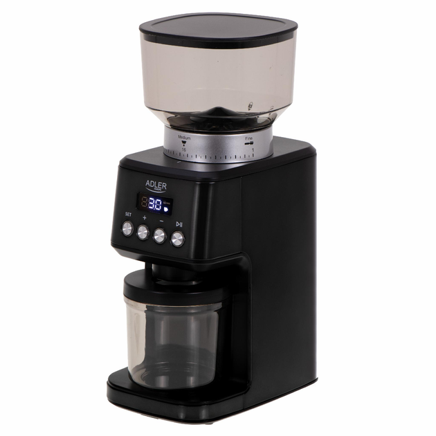 Кофемолка Adler AD 4300 (180Вт, с жерновами, регулир.степень помола, вместимость 300 гр.) black купить по самой низкой цене