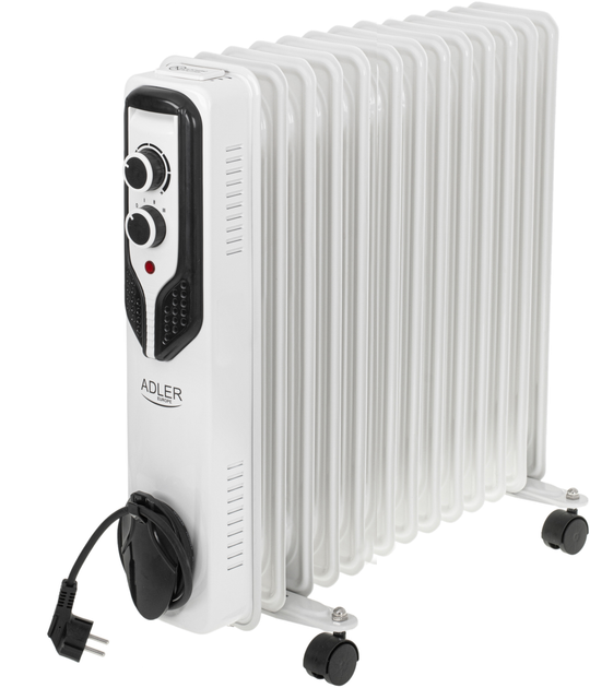 Обогреватель масляный Adler AD 7818 (1000/1500/2500Вт, 13 секций, термостат, защита от перегрева) белый купить по самой низкой цене
