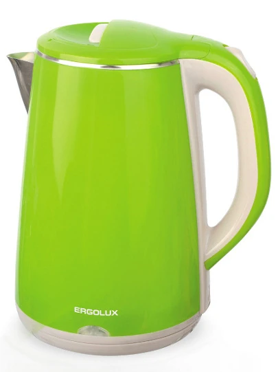 Электрочайник ERGOLUX (ELX-KS06-C16) 1.8л, 1500Вт, двойные стенки нерж.сталь/пластик, салатовый (13940) Уценка купить по самой низкой цене