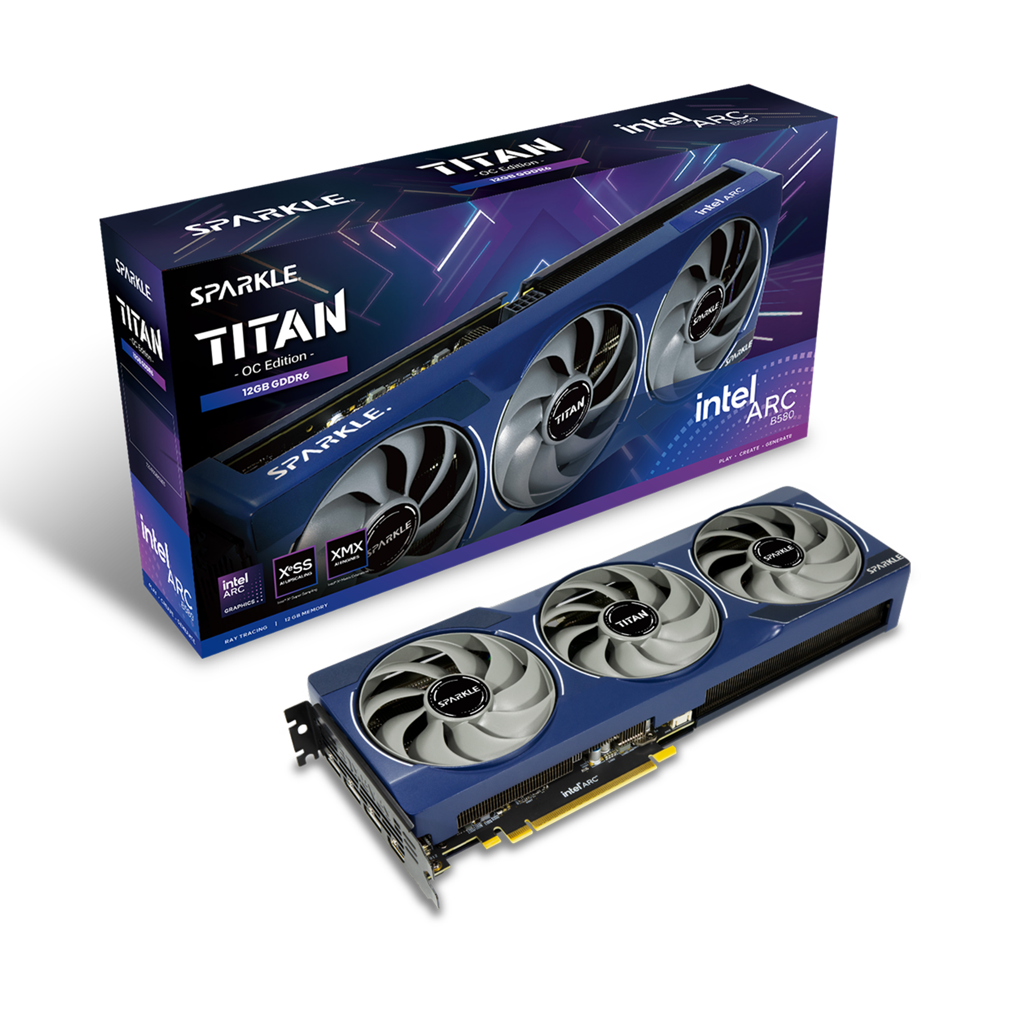 Видеокарта PCI-E 4.0 12Gb GDDR6 SPARKLE Intel Arc B580 TITAN OC (SB580T-12GOC) 192b, 1*HDMI/3*DP купить по самой низкой цене