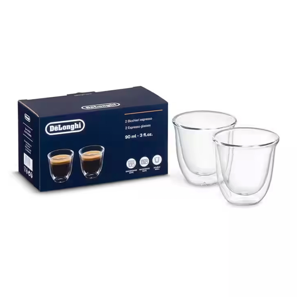 Чашки для еспрессо DeLonghi стеклянные, 90ml (2 шт.) De'Longhi DLSC310 Espresso 2 x 90 ml купить по самой низкой цене