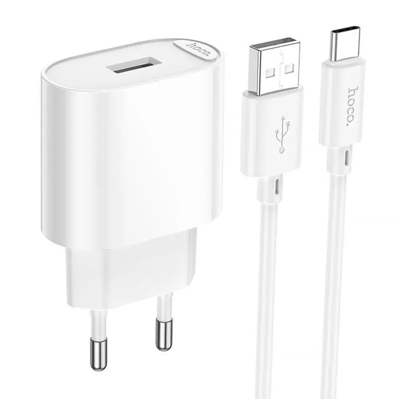 Зарядное устр. (СЗУ) Hoco C109A Fighter 10.5W (1USB-A) + кабель USB to Type-C (White) купить по самой низкой цене