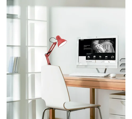 Светильник настольный GAUSS GTL002 60W 220-240V E27 красный струбцина и основание (GT0024) купить по самой низкой цене