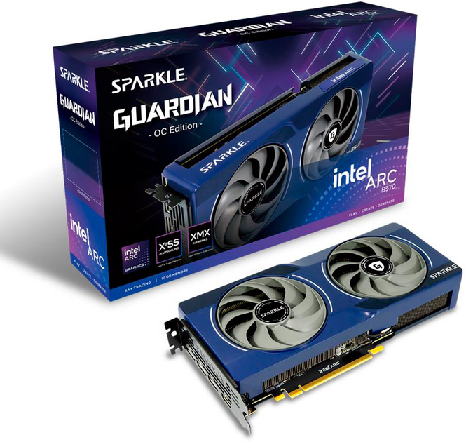 Видеокарта PCI-E 4.0 10Gb GDDR6 SPARKLE Intel Arc B570 GUARDIAN EDITION OC (SB570G-10GOC) 160b, 1*HDMI/3*DP купить по самой низкой цене