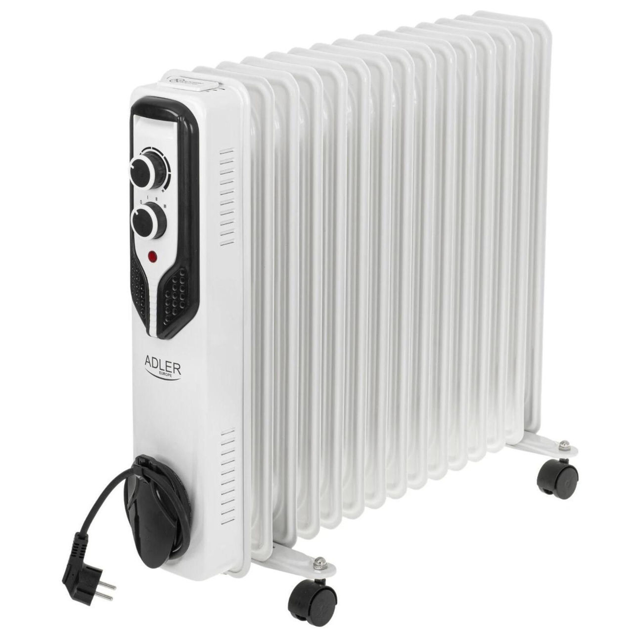 Обогреватель масляный Adler AD 7819 (1000/1500/2500Вт, 15 секций, термостат, защита от перегрева) белый купить по самой низкой цене