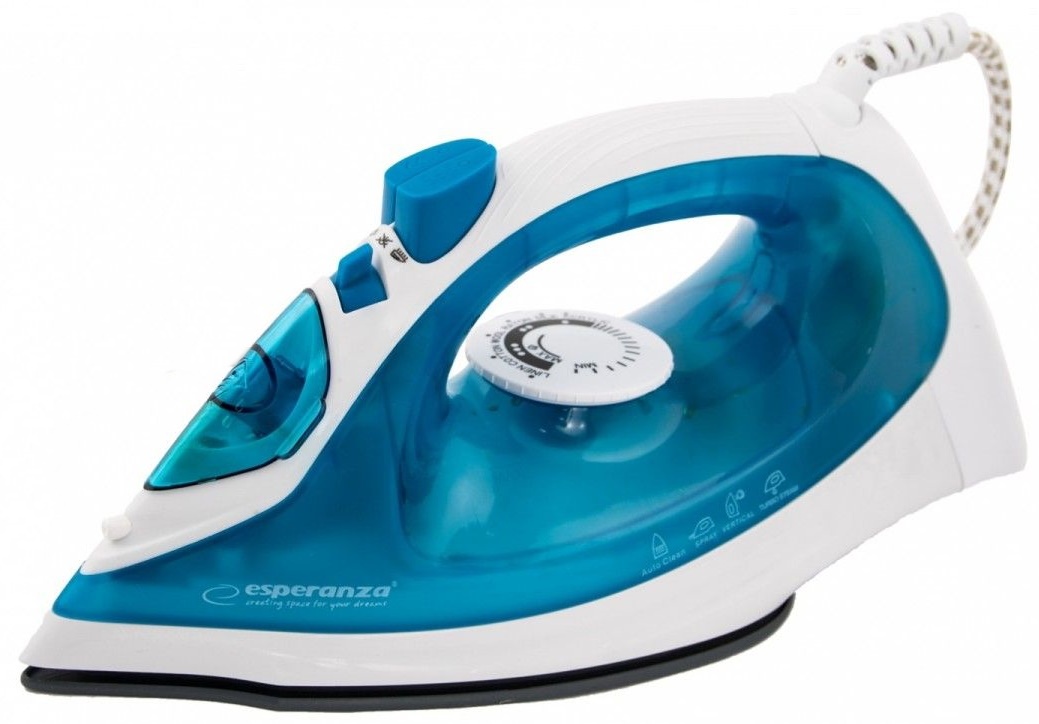Утюг Esperanza SLIDER (EHI002) 2200Вт, подошва-керамика, вертикаль.отпаривание, белый/синий купить по самой низкой цене