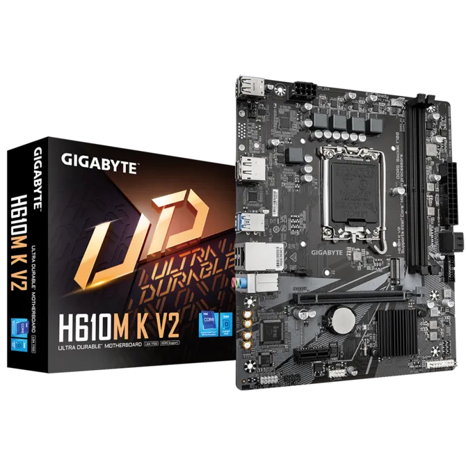 M/B LGA1700: GIGABYTE H610M K V2 (2*DDR5 5600MT/s, 1*PCIEx16+1*PCIEx1, HDMI/DP, M.2, GLan) купить по самой низкой цене