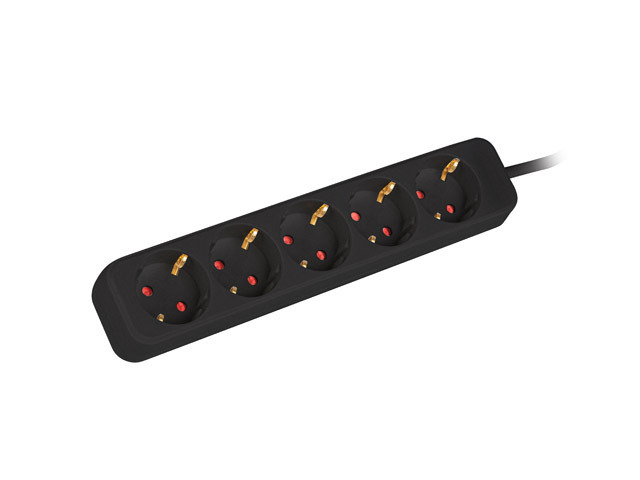 Электро-удлинитель Lanberg (PS0-05F-0150-BK) Black, с заземлением, 5 роз, 1.5м, max 2.5кВт купить по самой низкой цене