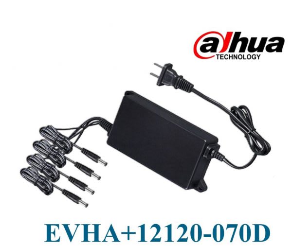 Блок питания Dahua (EVHA+12120-070D) 4 независимых порта подключения, 12В и 0,7А купить по самой низкой цене