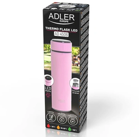 Термос Adler AD 4506p (pink, 473мл, дисплей, индикатор предосторожности, фильтр) купить по самой низкой цене
