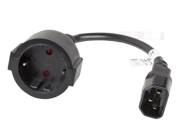 Адаптер (переходник) LANBERG (CA-C14E-10CC-0018-BK) IEC 320 C14->SCHUKO(F) 20cm, для UPS, BLACK купить по самой низкой цене