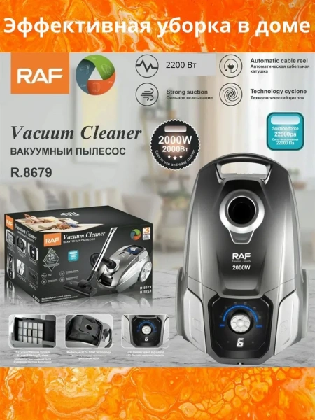 Пылесос RAF R.8679 (сухая уборка, мешок, объем пылесборника 4л, 2200Вт) купить по самой низкой цене