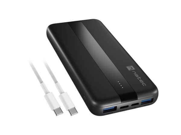 Power Bank NATEC TREVI SLIM Q V2 (NPB-2294) Black,Li-Po, 10000мАч, max 20W, MicroUSB,USB-A,USB-C,QC/PD,+кабель купить по самой низкой цене