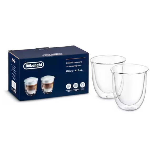 Чашки для каппучино DeLonghi стеклянные, 270ml (2 шт.) De'Longhi DLSC311 Cappuccino  2 x 270 ml купить по самой низкой цене