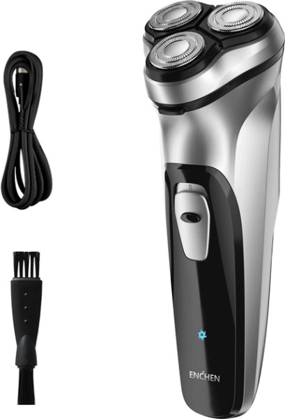 Электробритва ENCHEN Blackstone (питание аккум, роторная, бритьё сухое, триммер, 3 плавающ.головки) серебр. купить по самой низкой цене